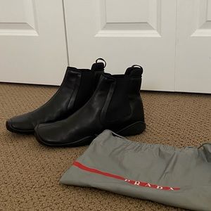 PRADA black leather booties size 40 (US 10)